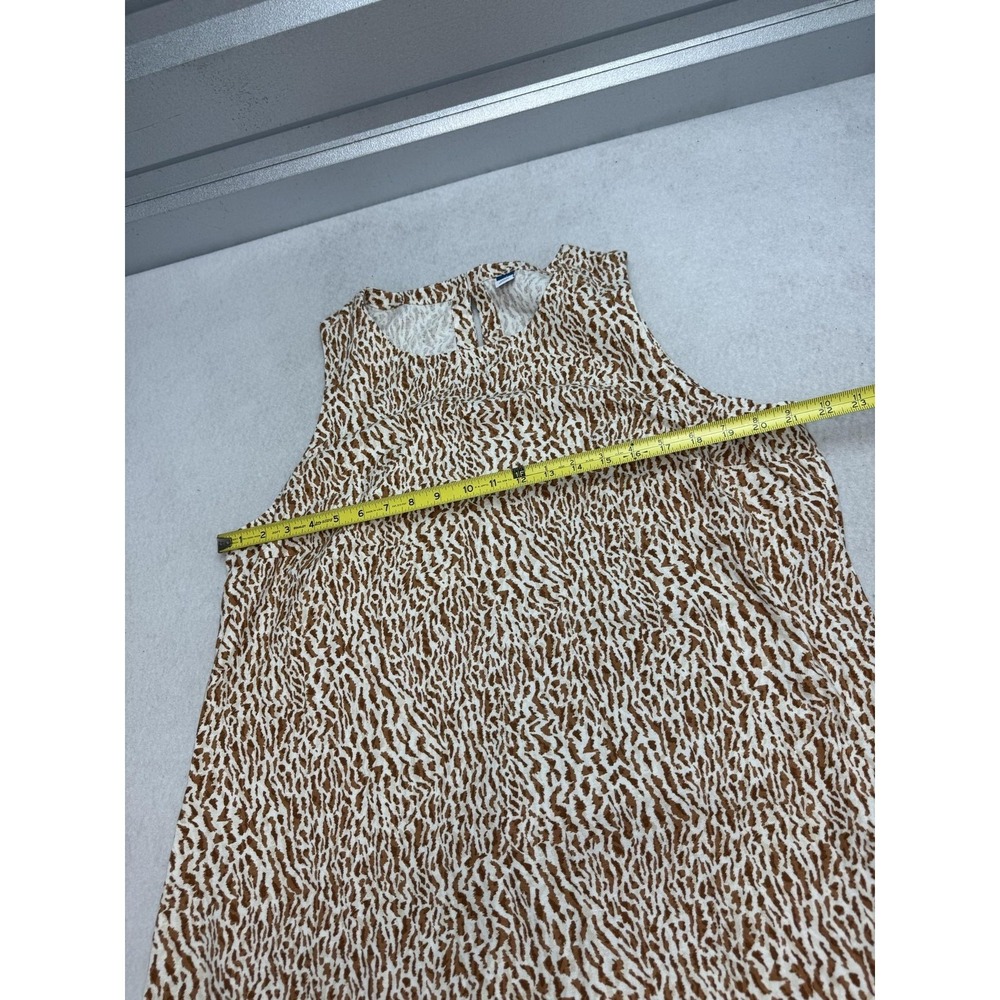 Old Navy Dress Women's XL Brown Animal Print Linen Tank Shift Knee Length Summer - Picture 7 of 10